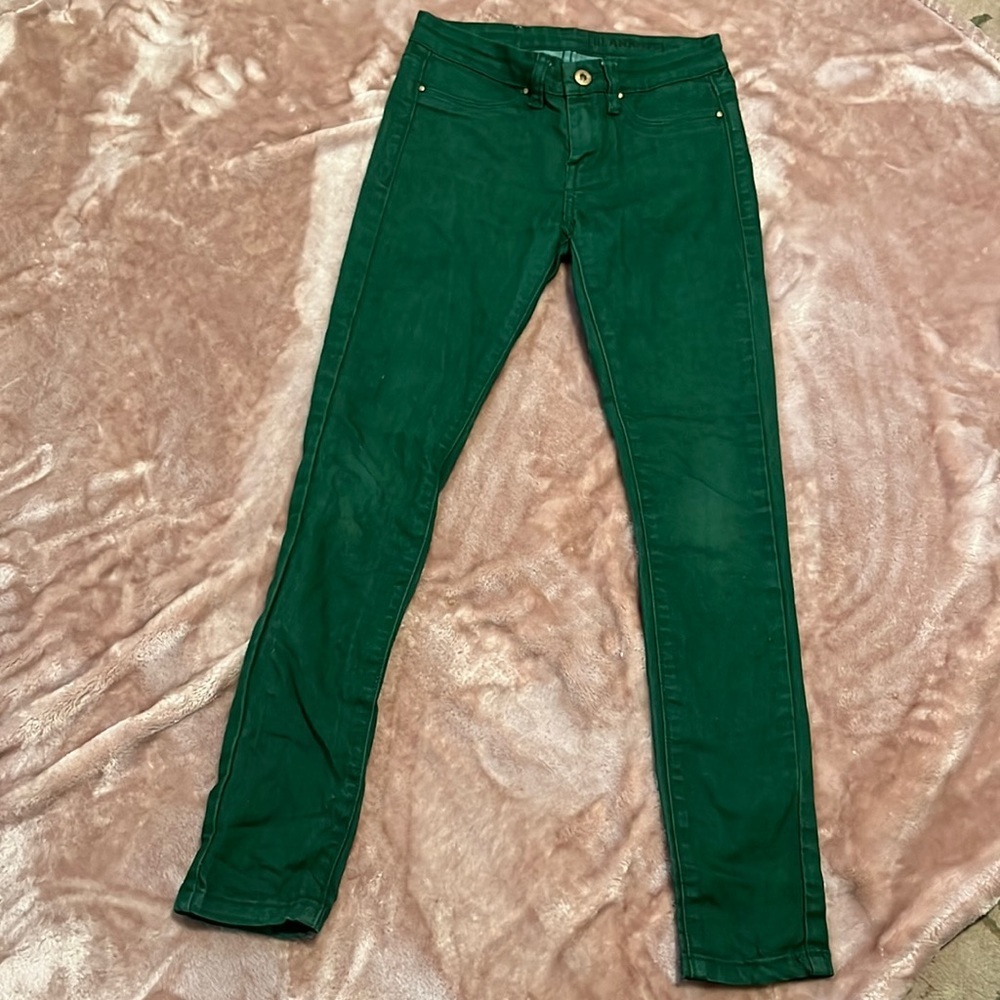 Blanknyc "the spray on" green skinny jeans 10